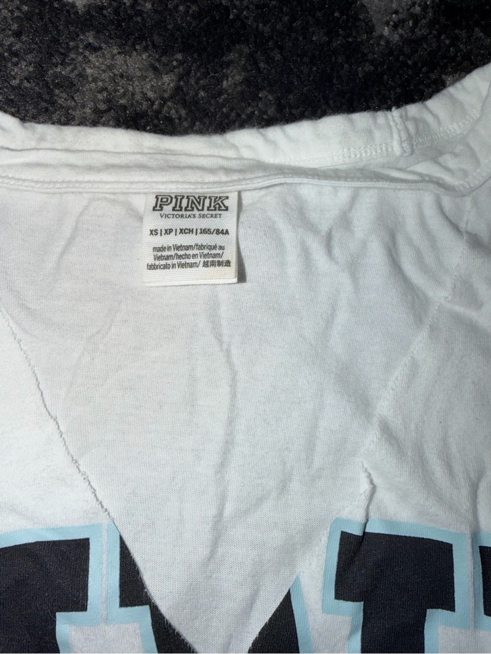 Victoria’s Secret PINK White Varsity V-Neck Tee – Size XS - Picture 2 of 2
